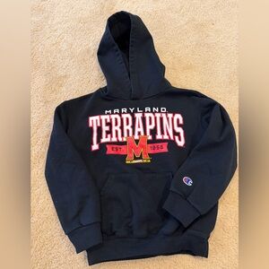 Champion Kids Black Hooded Maryland Terrapins Pullover with Red & Yellow Logo